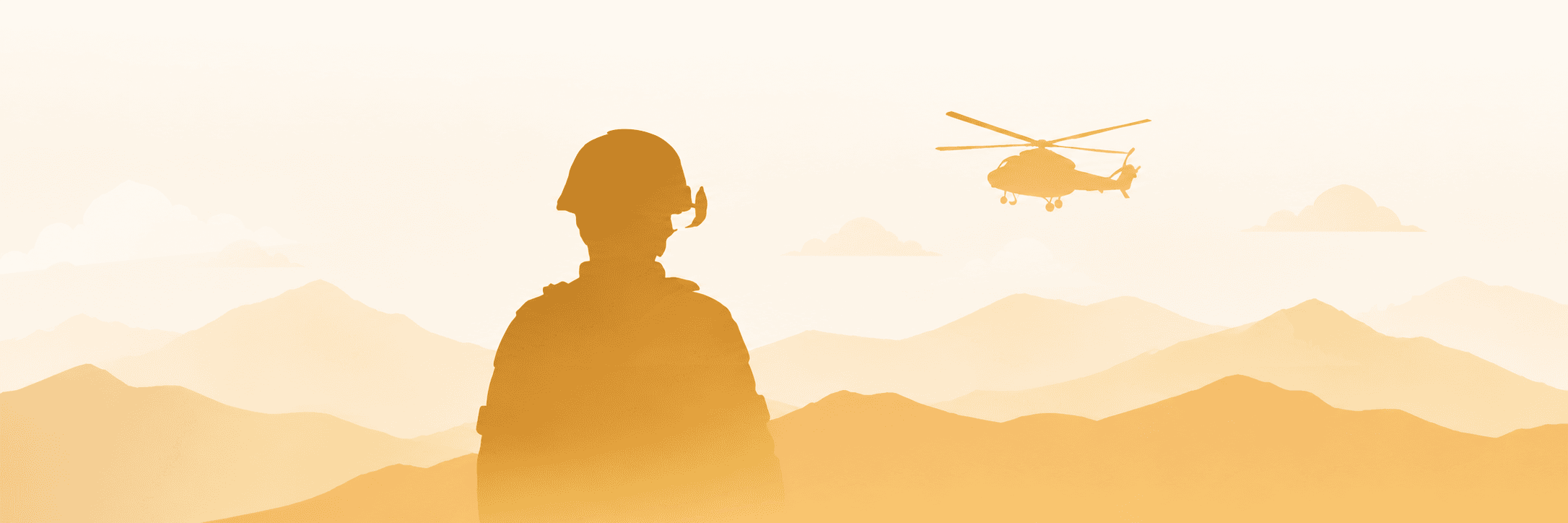 Soldier and helicopter illustration