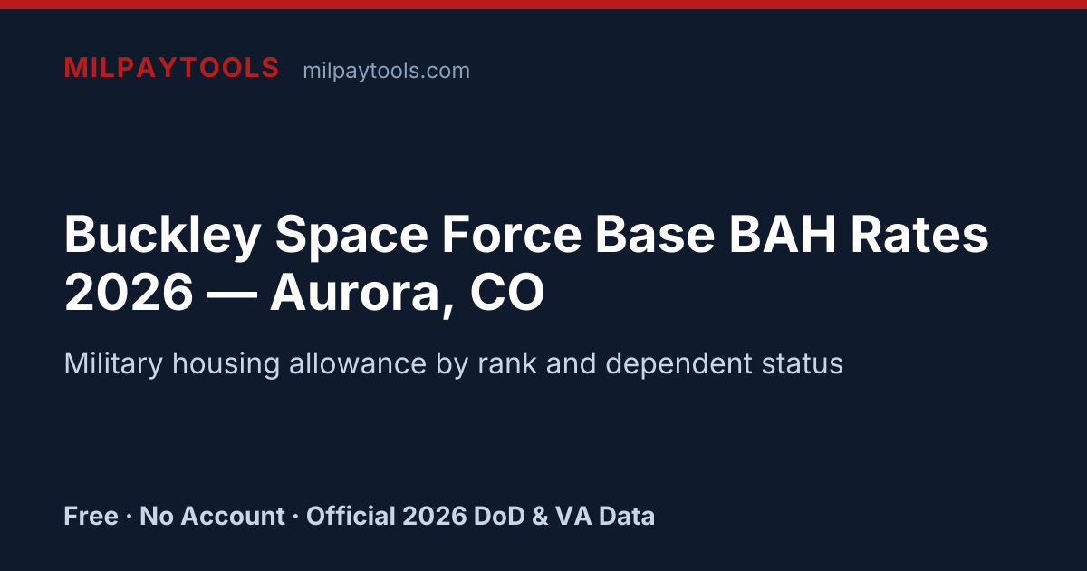 Buckley Space Force Base BAH Rates 2026 — Aurora, CO | MilPayTools
