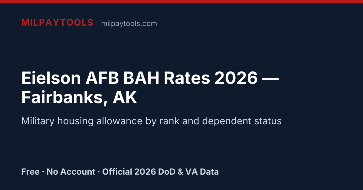Eielson AFB BAH Rates 2026 — Fairbanks, AK | MilPayTools