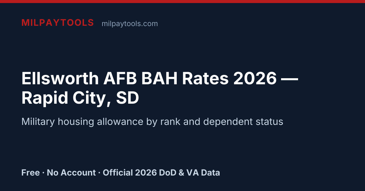 Ellsworth AFB BAH Rates 2026 — Rapid City, SD | MilPayTools