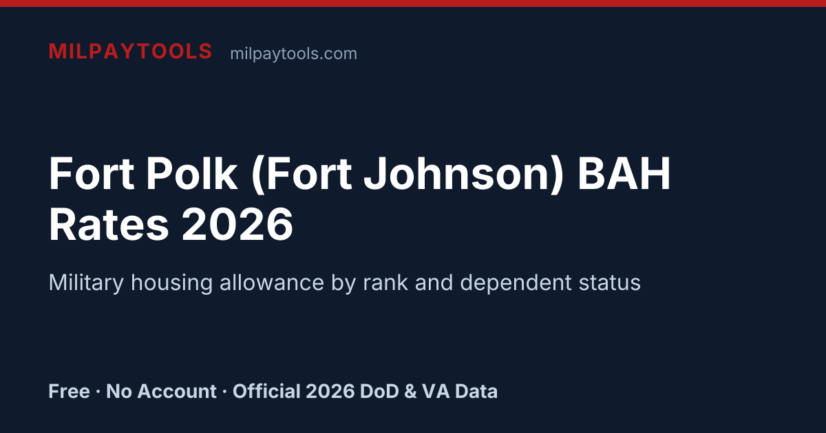 Fort Polk (Fort Johnson) BAH Rates 2026 | MilPayTools