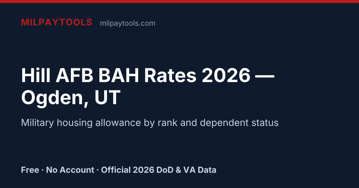 Hill AFB BAH Rates 2026 — Ogden, UT | MilPayTools
