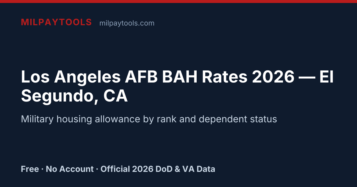 Los Angeles AFB BAH Rates 2026 — El Segundo, CA | MilPayTools