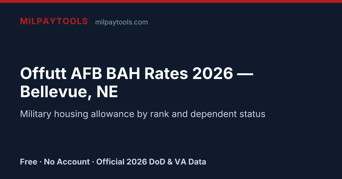 Offutt AFB BAH Rates 2026 — Bellevue, NE | MilPayTools