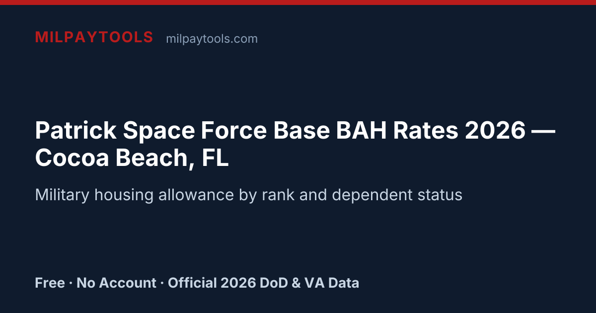 Patrick Space Force Base BAH Rates 2026 — Cocoa Beach, FL | MilPayTools