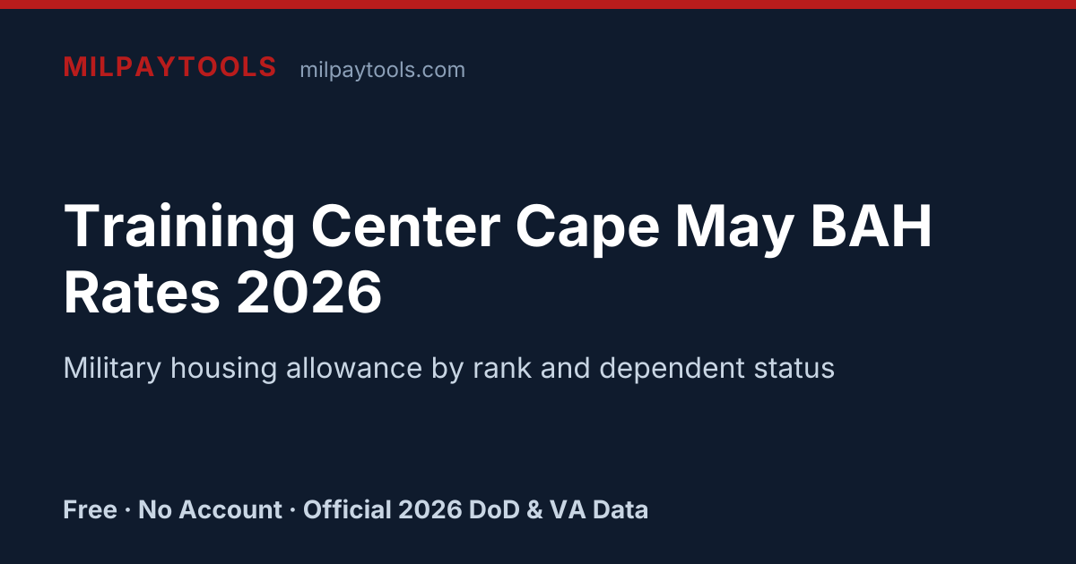 Training Center Cape May BAH Rates 2026 | MilPayTools